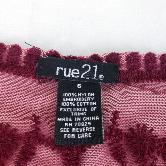 Rue 21 Boho Fairy Mesh Kimono Womens S Red Sheer Lace Romantic Festival - Picture 7 of 8